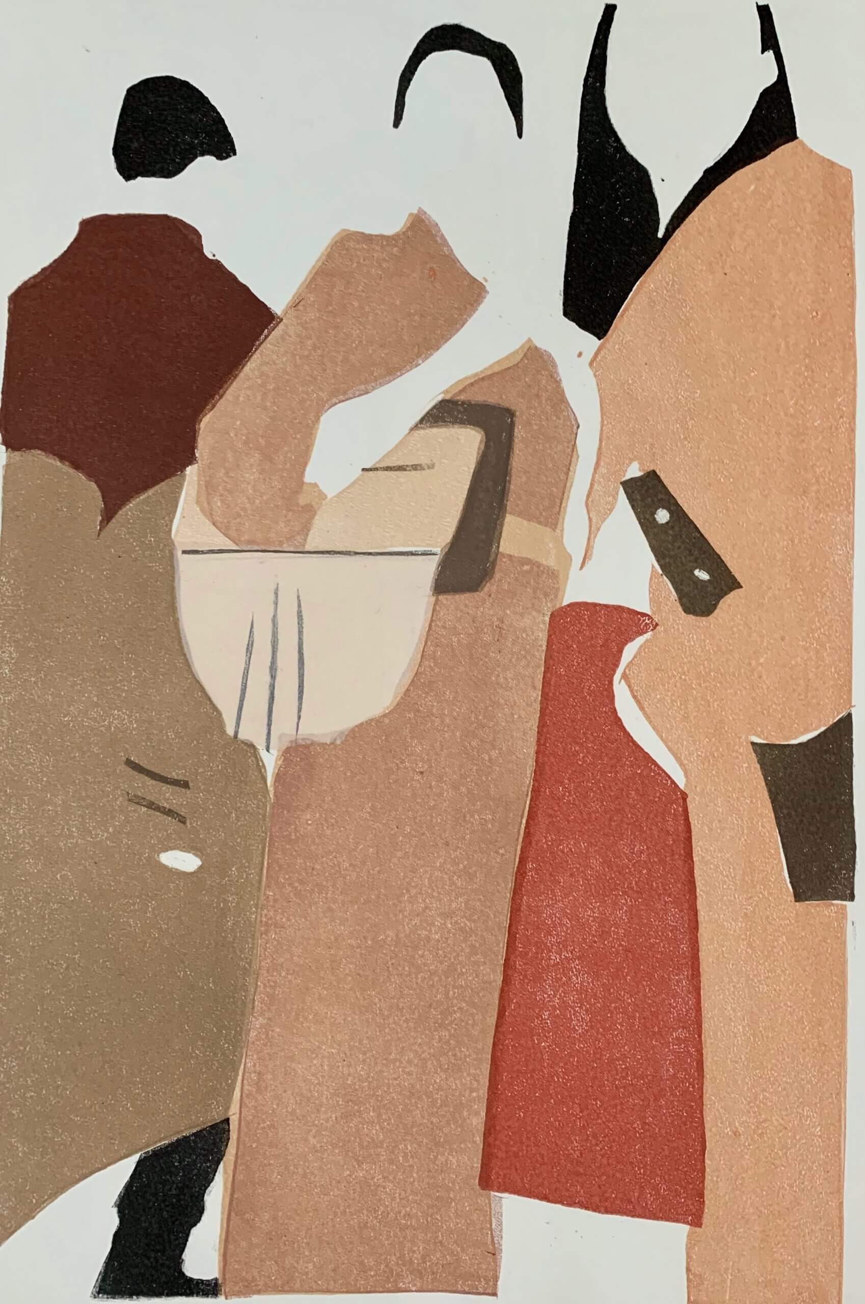 An artwork depicting women wearing their dresses